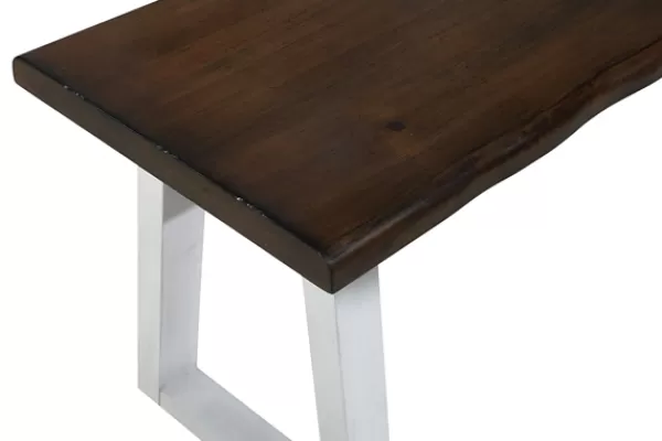 Benches & Ottomans-Kirkland's Home Collins And White Two-Tone Wood Bench Brown