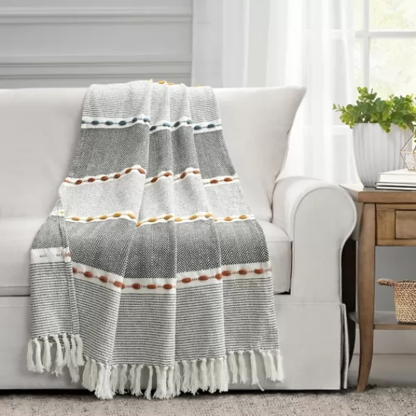 Blankets & Throws-Kirkland's Home Color Herringbone Stripe Throw Multi