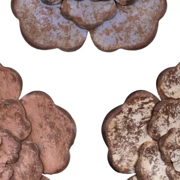 Wall Plaques-Kirkland's Home Color Metal Flower Wall Plaques, Set Of 3 Multi