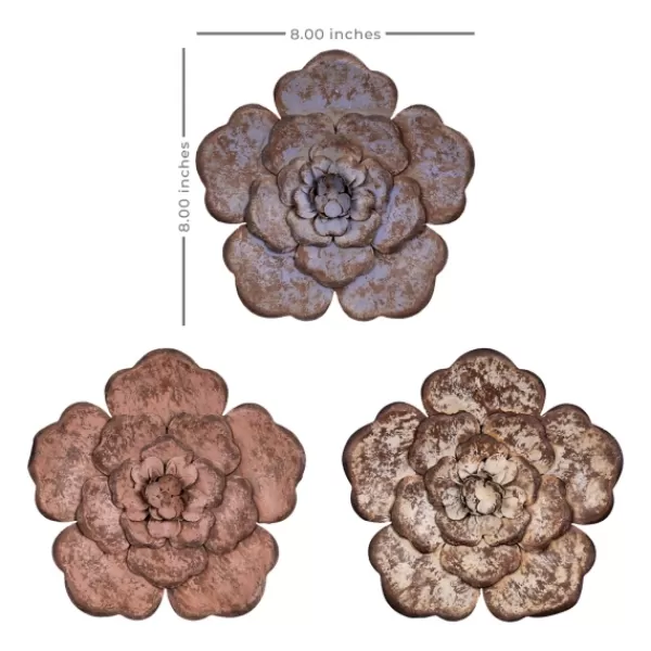 Wall Plaques-Kirkland's Home Color Metal Flower Wall Plaques, Set Of 3 Multi