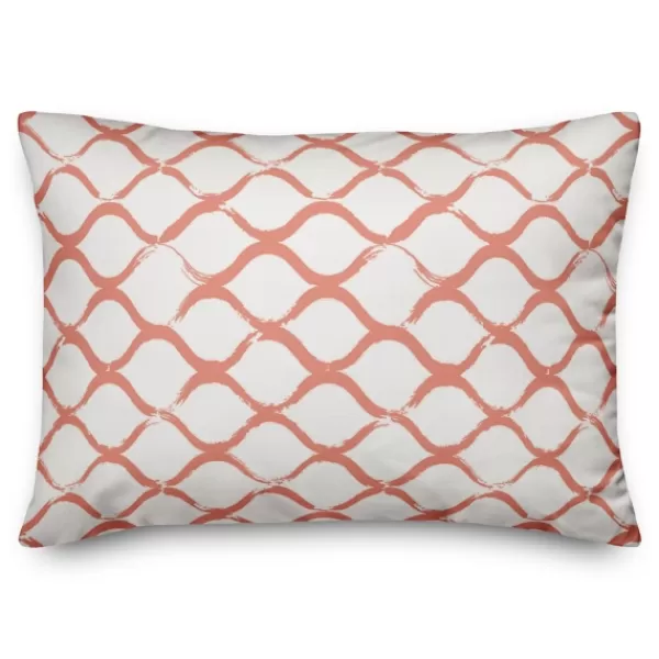 Pillows-Kirkland's Home Coral Coastal Diamond Print Pillow Orange/White