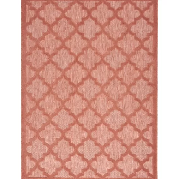 Outdoor Rugs-Kirkland's Home Coral Trellis Indoor/Outdoor Area Rug, 6X9 Pink