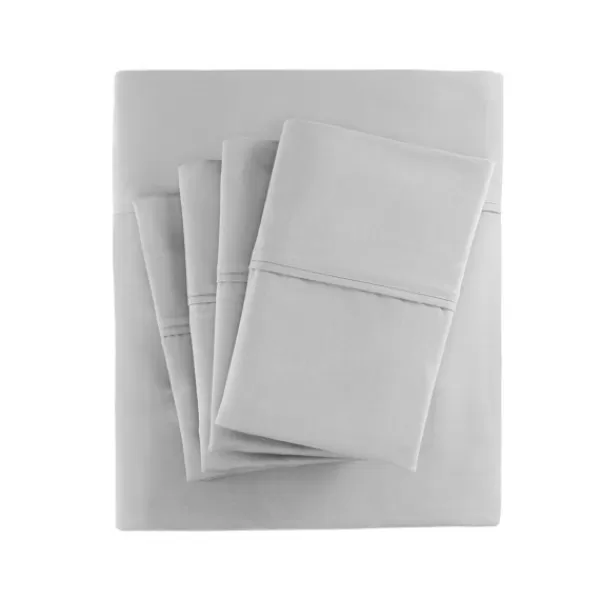 Bed Sheets-Kirkland's Home Cotton Blend Sateen 6-Pc. Queen Sheet Set Gray