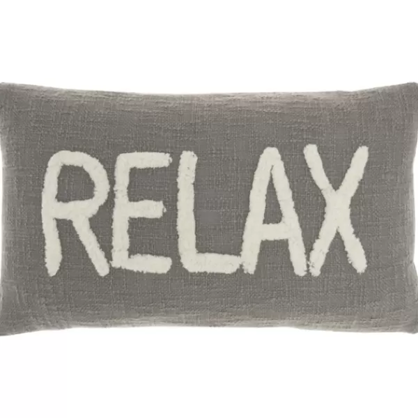 Pillows-Kirkland's Home Cotton Relax Tufted Lumbar Pillow Gray