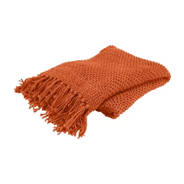 Blankets & Throws-Kirkland's Home Cotton Tassel Throw Orange