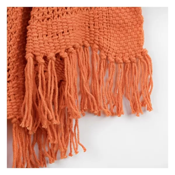 Blankets & Throws-Kirkland's Home Cotton Tassel Throw Orange