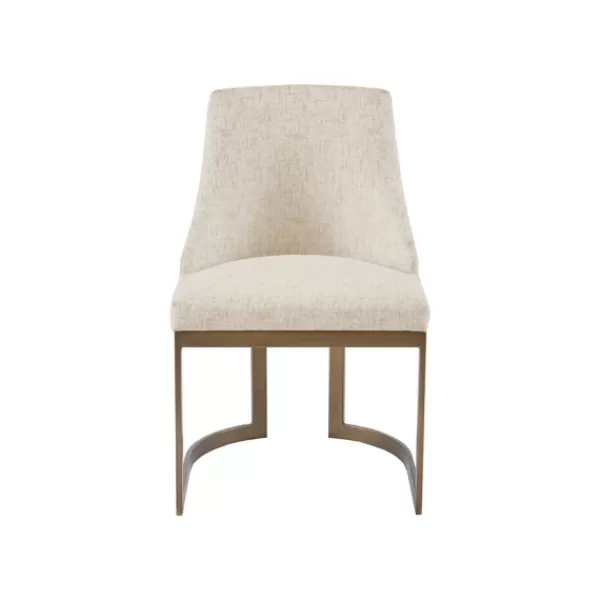 Dining Chairs-Kirkland's Home Cream And Gold Modern Dining Chairs, Set Of 2 Tan