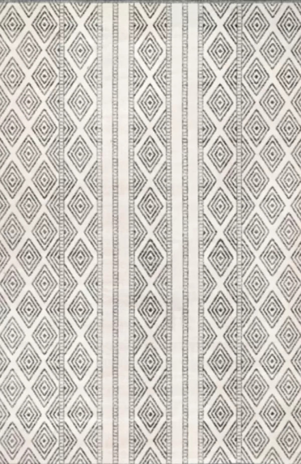 Outdoor Rugs-Kirkland's Home Cream And Gray Miriam Striped Outdoor Rug, 8X10 Gray/Ivory
