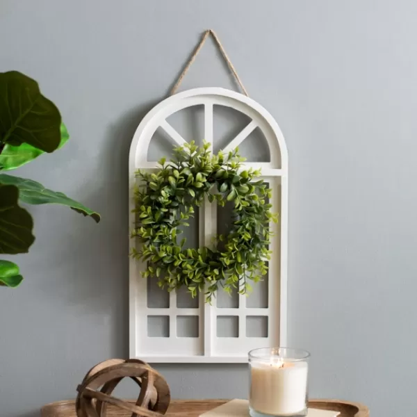 Wall Plaques-Kirkland's Home Cream Arch With Wreath White/Green