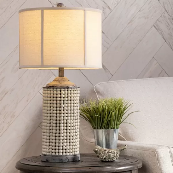 Table Lamps-Kirkland's Home Cream Beaded Table Lamp Tan