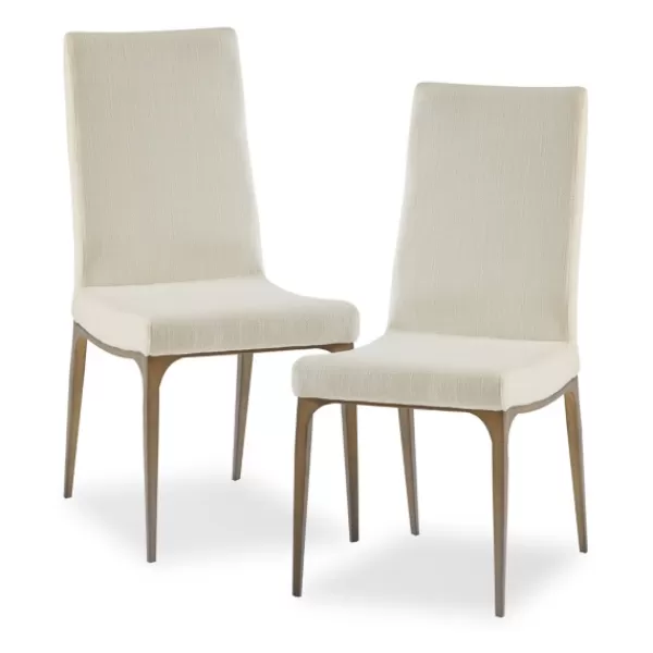 Dining Chairs-Kirkland's Home Cream Bronze Metal Base Dining Chairs, Set Of 2 Ivory