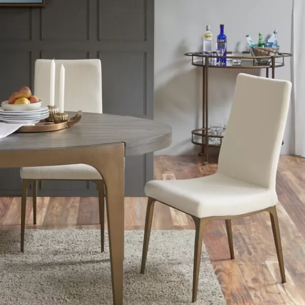 Dining Chairs-Kirkland's Home Cream Bronze Metal Base Dining Chairs, Set Of 2 Ivory