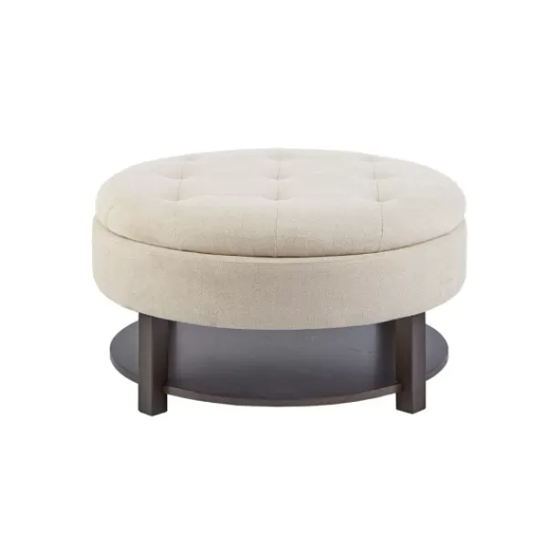 Benches & Ottomans-Kirkland's Home Cream Button Tufted Storage Ottoman Ivory