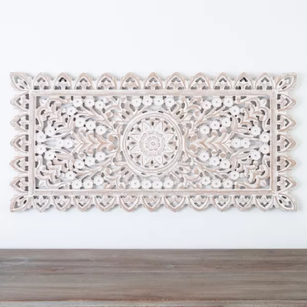 Wall Plaques-Kirkland's Home Cream Carved Wooden Wall Plaque White