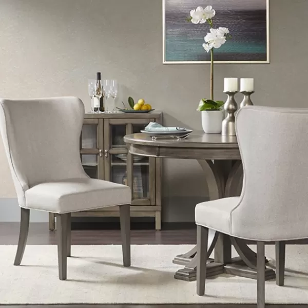Dining Chairs-Kirkland's Home Cream Curved Back Upholstered Dining Chair Ivory