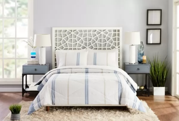 Comforters-Kirkland's Home Cream Mason King 3-Pc. Comforter Set Blue