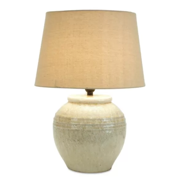 Table Lamps-Kirkland's Home Cream Terracotta And Linen Table Lamp Tan