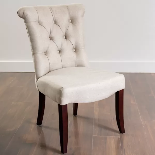 Dining Chairs-Kirkland's Home Cream Tufted Dining Chair With Rolled Back Ivory