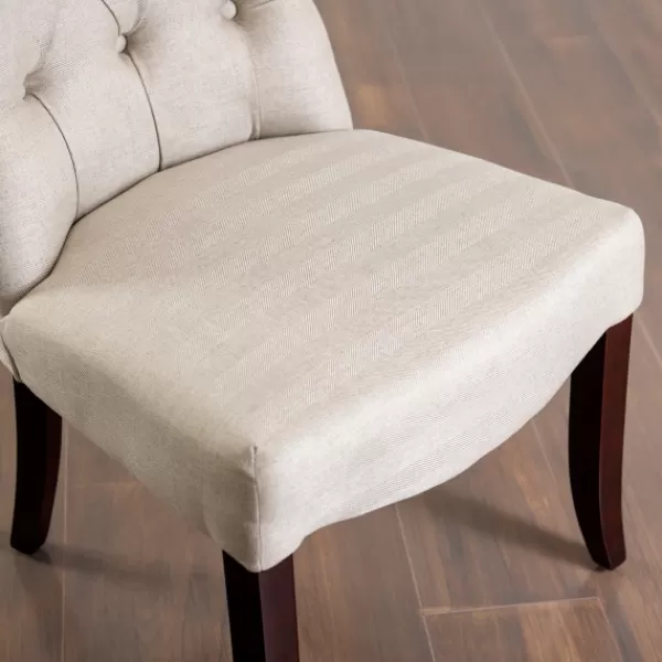 Dining Chairs-Kirkland's Home Cream Tufted Dining Chair With Rolled Back Ivory