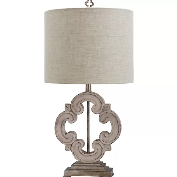 Table Lamps-Kirkland's Home Cream Tuscany Sculptured Base Table Lamp White