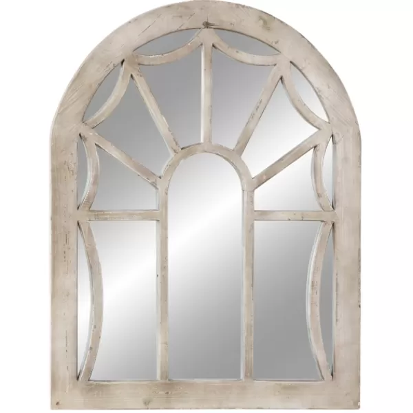 Decorative Mirrors-Kirkland's Home Cream Vintage Fir Wood Arch Framed Mirror