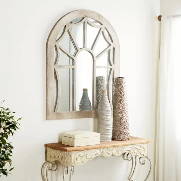 Decorative Mirrors-Kirkland's Home Cream Vintage Fir Wood Arch Framed Mirror