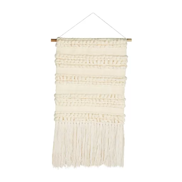 Wall Plaques-Kirkland's Home Cream Woven Fringe Macrame Wall Hanging Ivory