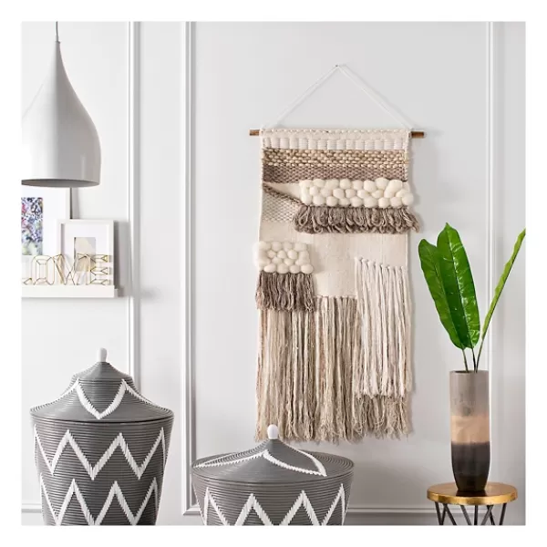 Wall Plaques-Kirkland's Home Cream Woven Layered Textured Macrame Wall Hanging Ivory