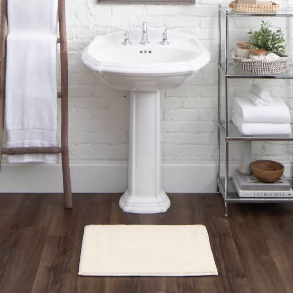 Bathroom Rugs-Kirkland's Home Creme Plush Reversible Cotton Bath Mat, 34 In. Ivory