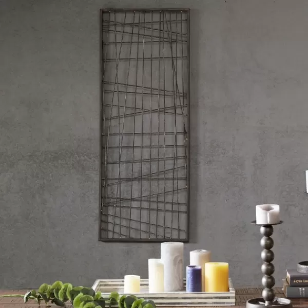 Wall Plaques-Kirkland's Home Crosshatch Metal Frame Plaque Brown