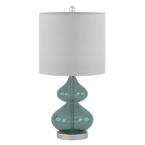Table Lamps-Kirkland's Home Curved Blue Glass Table Lamps, Set Of 2 White