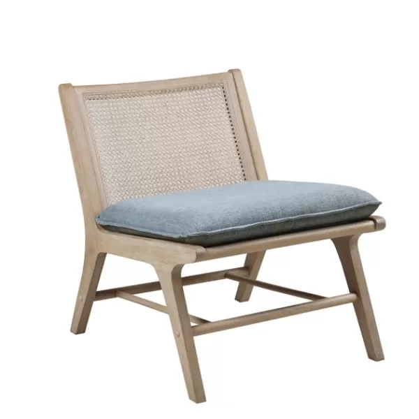 Accent Chairs-Kirkland's Home Cushion Ash Cane Back Accent Chair Blue