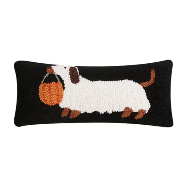 Pillows-Kirkland's Home Dachshund Ghost Halloween Mini Lumbar Pillow Black/Ivory