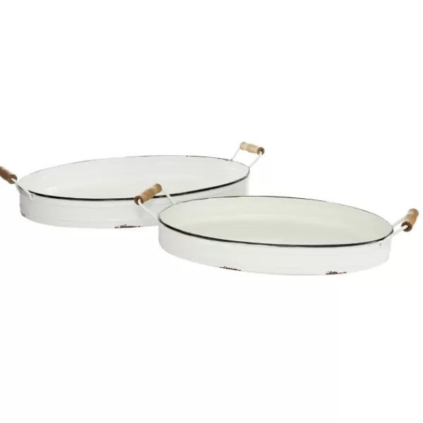 Decorative Trays-Kirkland's Home Daisy Farmhouse 2-Pc. Decorative Tray Set White