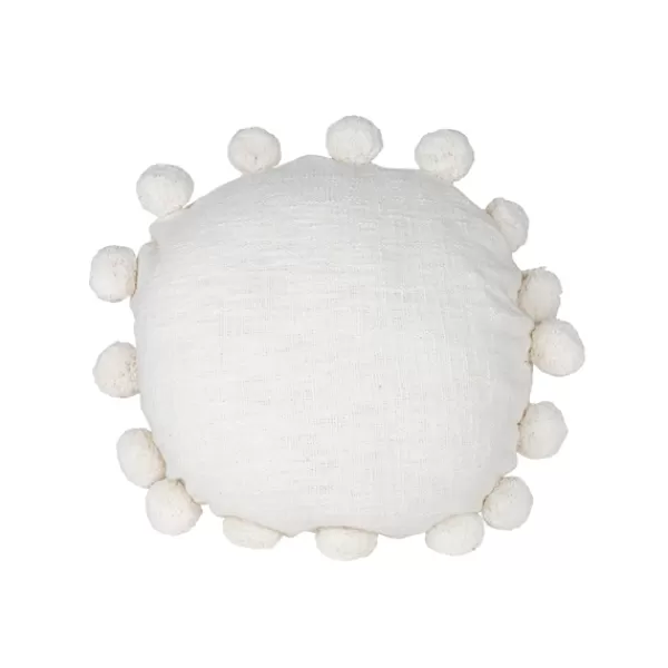 Pillows-Kirkland's Home Daisy Soft Poms Round Throw Pillow White
