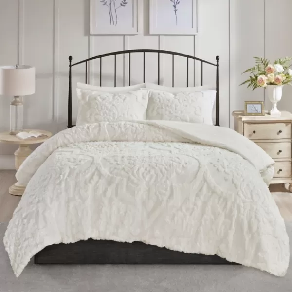 Comforters-Kirkland's Home Damask Full/Queen 3-Pc. Comforter Set White