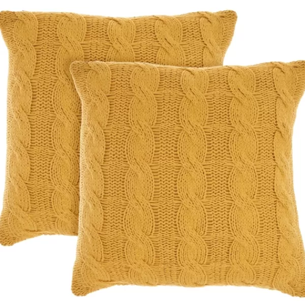 Pillows-Kirkland's Home Dandelion Cable Knit Throw Pillows, Set Of 2 Yellow