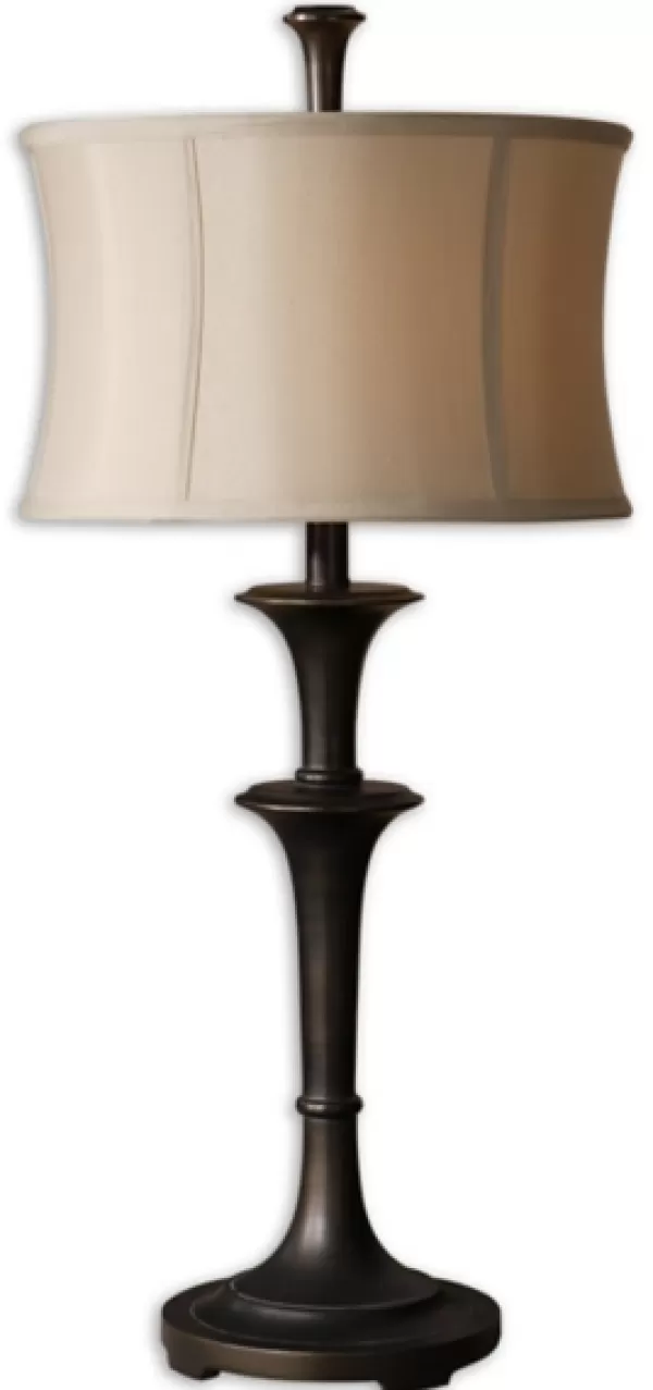 Table Lamps-Kirkland's Home Dark Bronze Metal Flare Table Lamp Tan