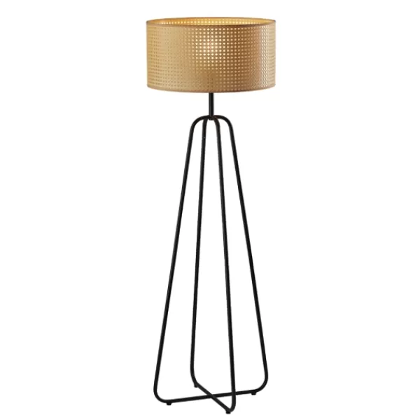 Floor Lamps-Kirkland's Home Dark Bronze Webbed Shade Floor Lamp Tan