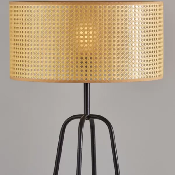 Floor Lamps-Kirkland's Home Dark Bronze Webbed Shade Floor Lamp Tan