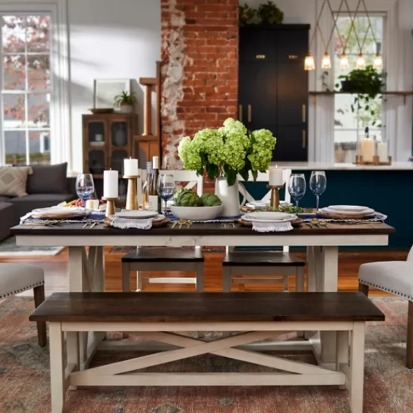 Dining Tables-Kirkland's Home Dark Brown And Ivory Jackson Dining Table Brown/Ivory