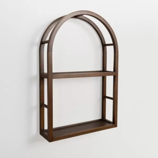 Shelves-Kirkland's Home Dark Brown Wood Arched Wall Shelf