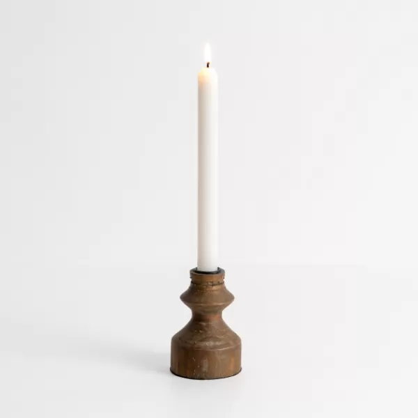 Candle Holders-Kirkland's Home Dark Eucalyptus Wood Taper Candle Holder, 4 In. Brown