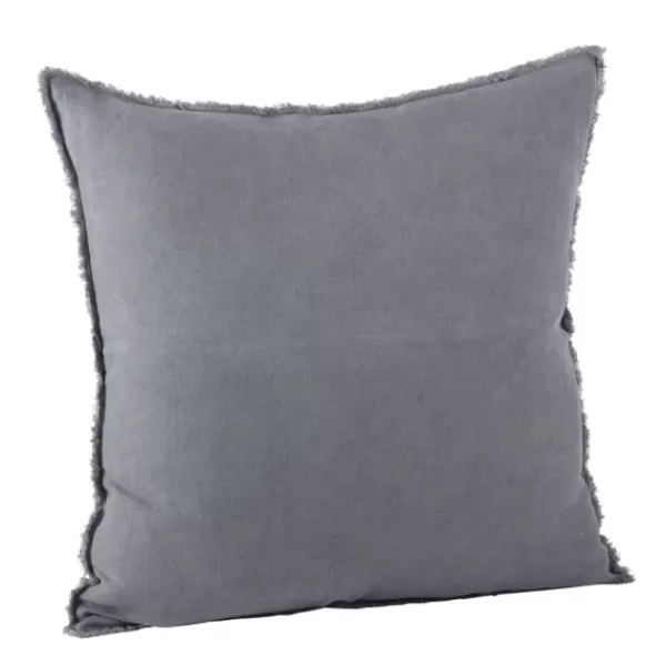 Pillows-Kirkland's Home Dark Fringed Edge Pillow Gray