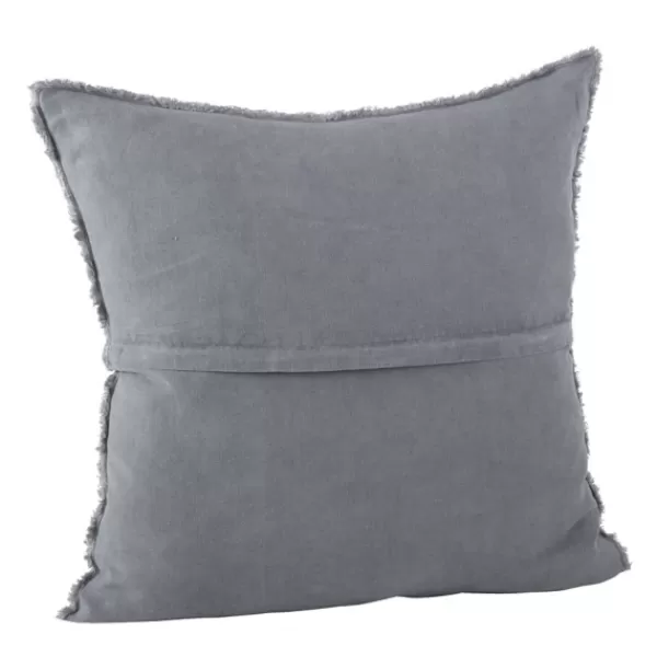 Pillows-Kirkland's Home Dark Fringed Edge Pillow Gray