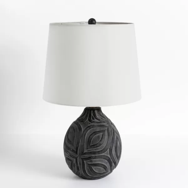 Table Lamps-Kirkland's Home Dark Gray Ceramic Leaf Table Lamp White