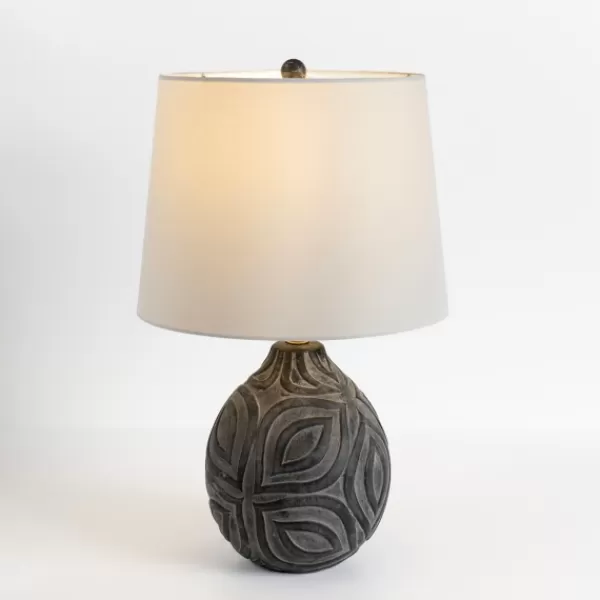 Table Lamps-Kirkland's Home Dark Gray Ceramic Leaf Table Lamp White