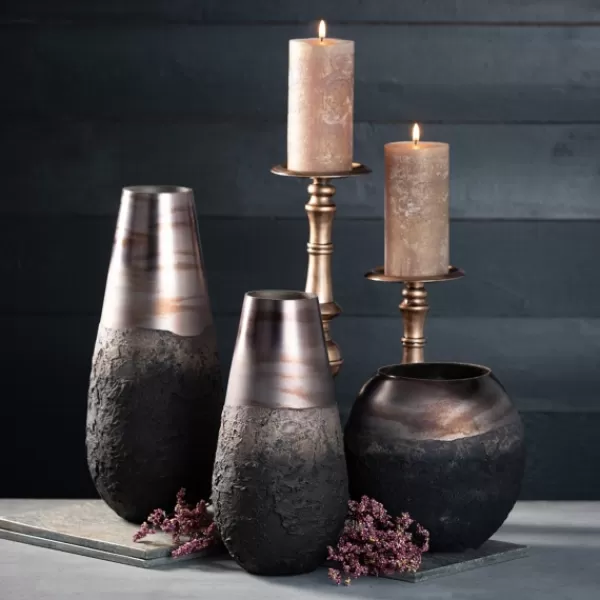 Vases-Kirkland's Home Dark Iridescent Glass Vase, 12 In. Brown