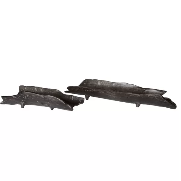 Decorative Trays-Kirkland's Home Dark Nickel Metal Trays, Set Of 2 Gray