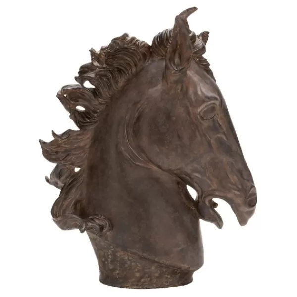 Statues & Figurines-Kirkland's Home Dark Polystone Horse Head Statue Brown